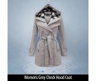 Womens Grey Check Hood Coat
